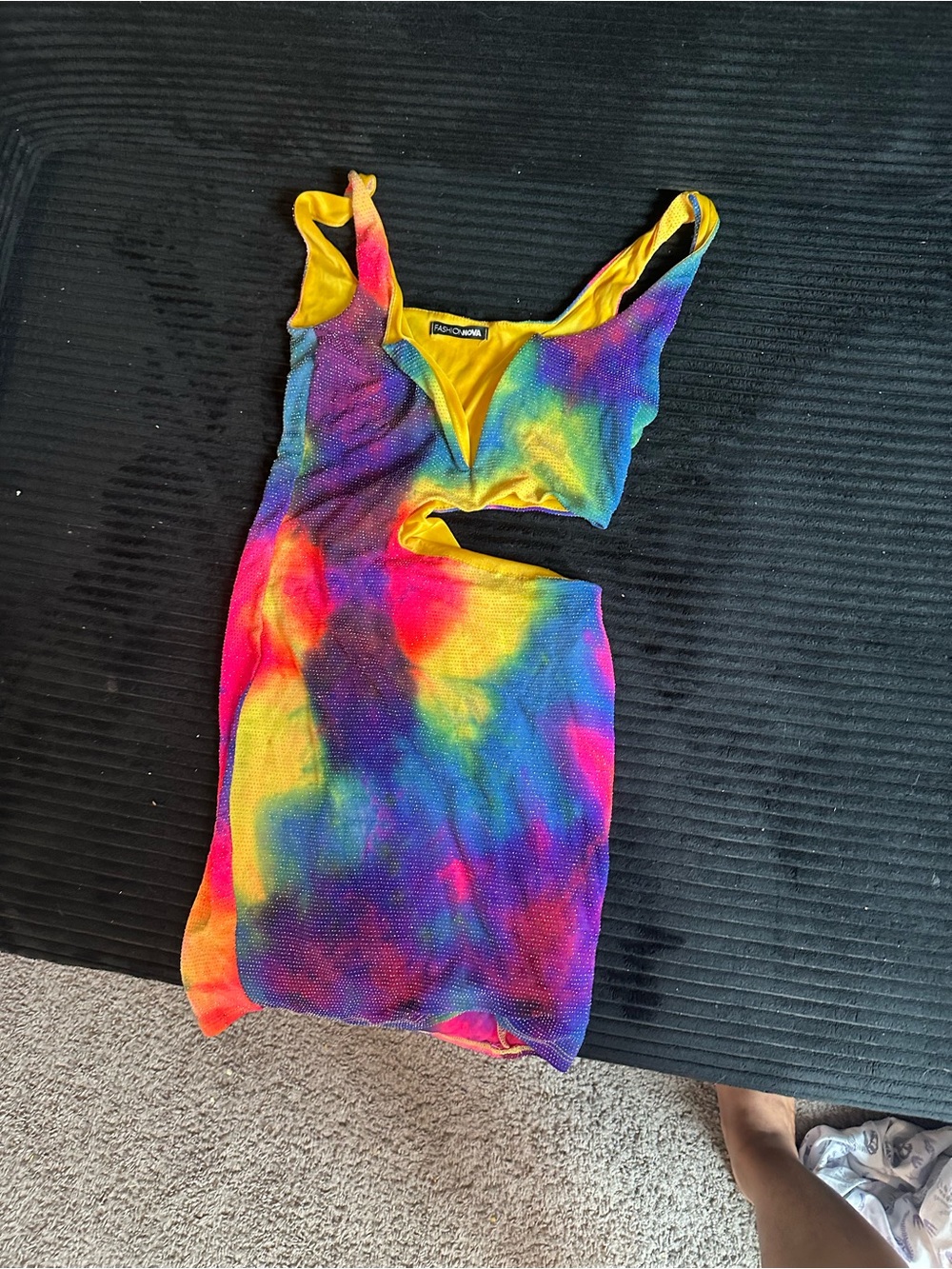 Fashion Nova Multicolor Tie-Dye Cutout Mini Dress